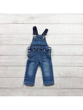 7 For All Mankind 7Fam Denim Overalls Adjustable Straps Distressed 9-12 Months